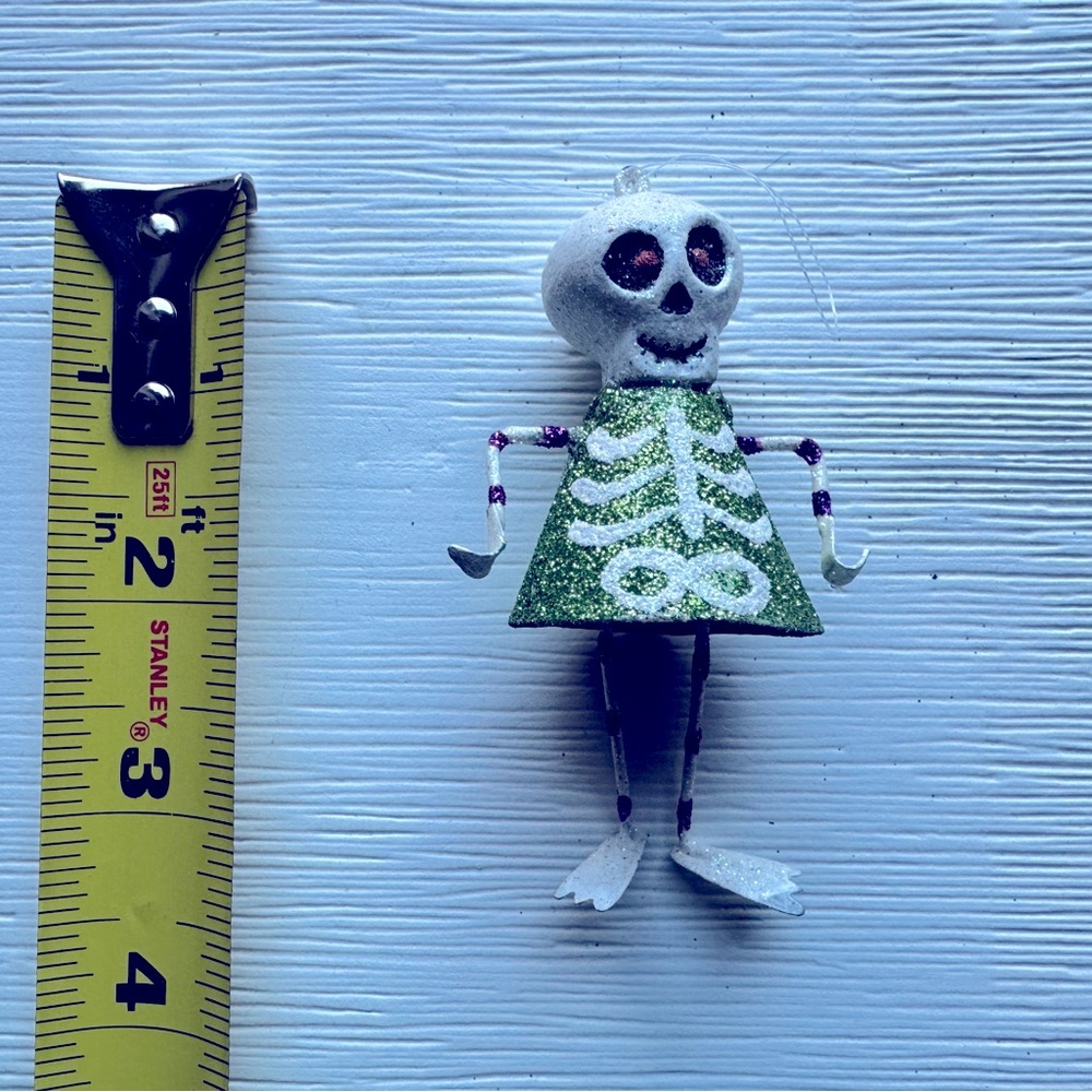 Pier 1 Imports Halloween Glittered Dancing Skeleton Ornament RARE vintage xmas